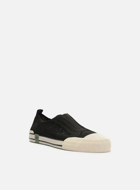Tênis Slip On Preto Knit Elástico Alme
