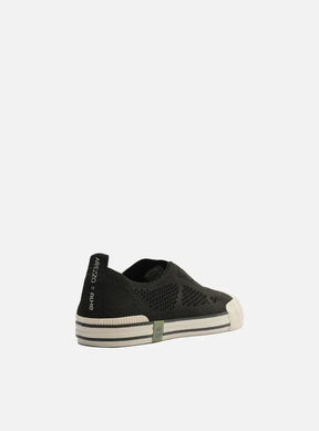 Tênis Slip On Preto Knit Elástico Alme
