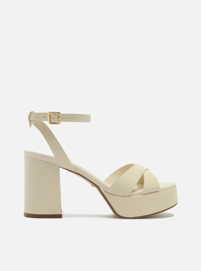 Sandália Off-White Salto Meia Pata Bloco