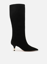 Bota Preta Acamurçada Cano Médio Salto Fino