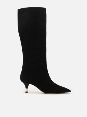 Bota Preta Acamurçada Cano Médio Salto Fino