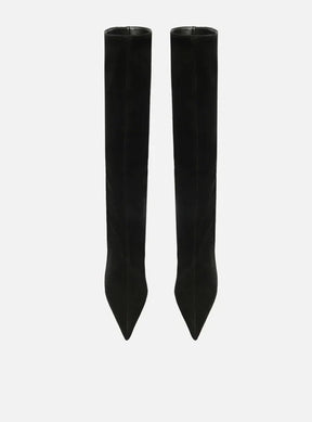 Bota Preta Acamurçada Cano Médio Salto Fino