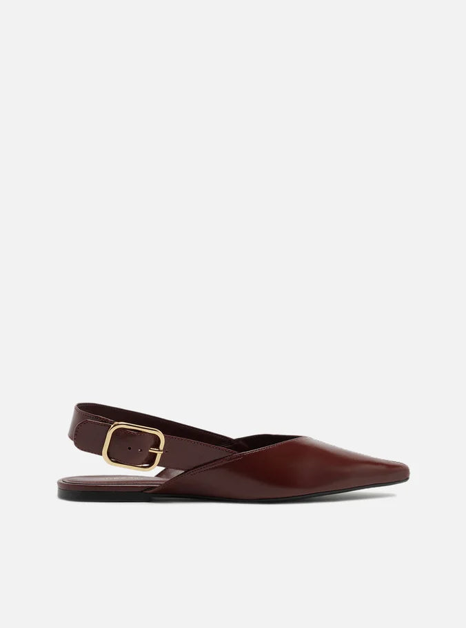 Sapatilha Vermelha Couro Slingback Fivela