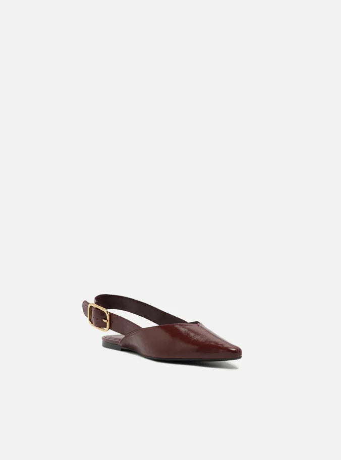 Sapatilha Vermelha Couro Slingback Fivela