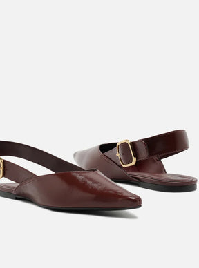 Sapatilha Vermelha Couro Slingback Fivela