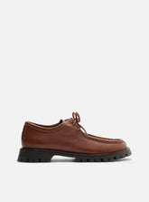 Mocassim Caramelo Couro Tratorado Amarração Siena