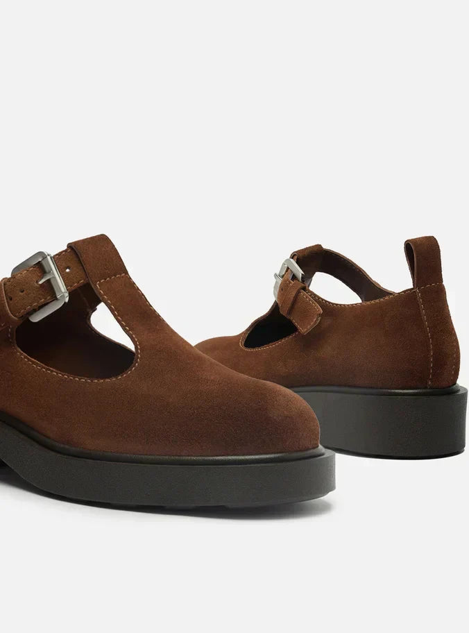 Sapato Boneca Marrom Camurça Tratorado Fivela