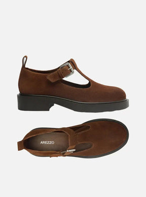 Sapato Boneca Marrom Camurça Tratorado Fivela