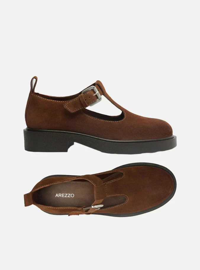 Sapato Boneca Marrom Camurça Tratorado Fivela