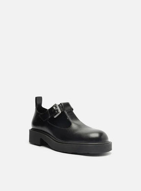 Sapato Boneca Preto Couro Tratorado Fivela