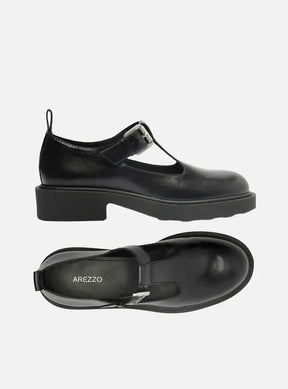 Sapato Boneca Preto Couro Tratorado Fivela