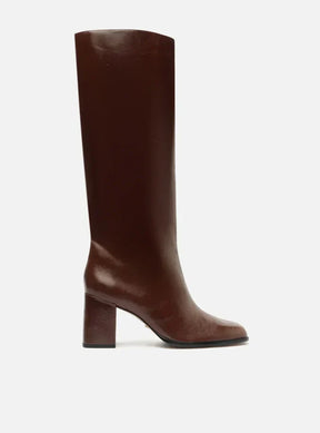 Bota Marrom Couro Cano Médio Bloco Montaria