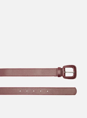 Cinto Vermelho Couro Fivela Quadrada Revestida