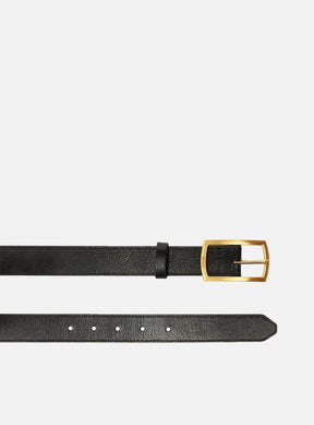 Cinto Preto Couro Médio Fivela Metal Vazada