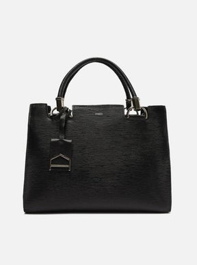 Tote Preta Couro Wave Abraccio Grande