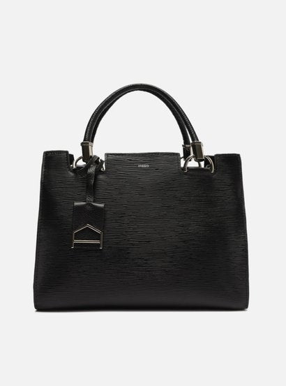 Tote Preta Couro Wave Abraccio Grande