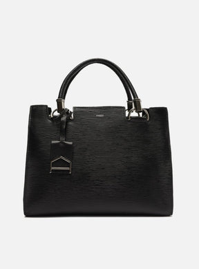 Tote Preta Couro Wave Abraccio Grande