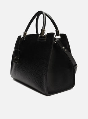 Tote Preta Couro Wave Abraccio Grande