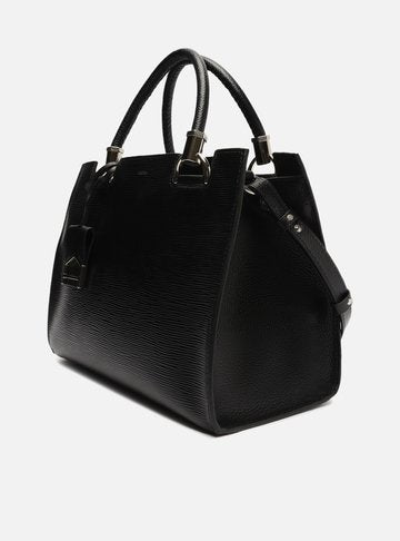Tote Preta Couro Wave Abraccio Grande