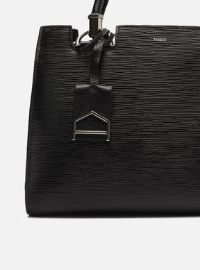 Tote Preta Couro Wave Abraccio Grande
