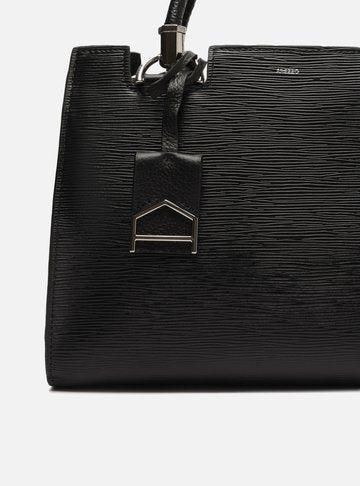 Tote Preta Couro Wave Abraccio Grande