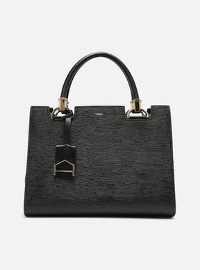 Tote Preta Couro Wave Abraccio Grande