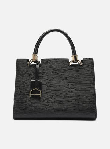 Tote Preta Couro Wave Abraccio Grande