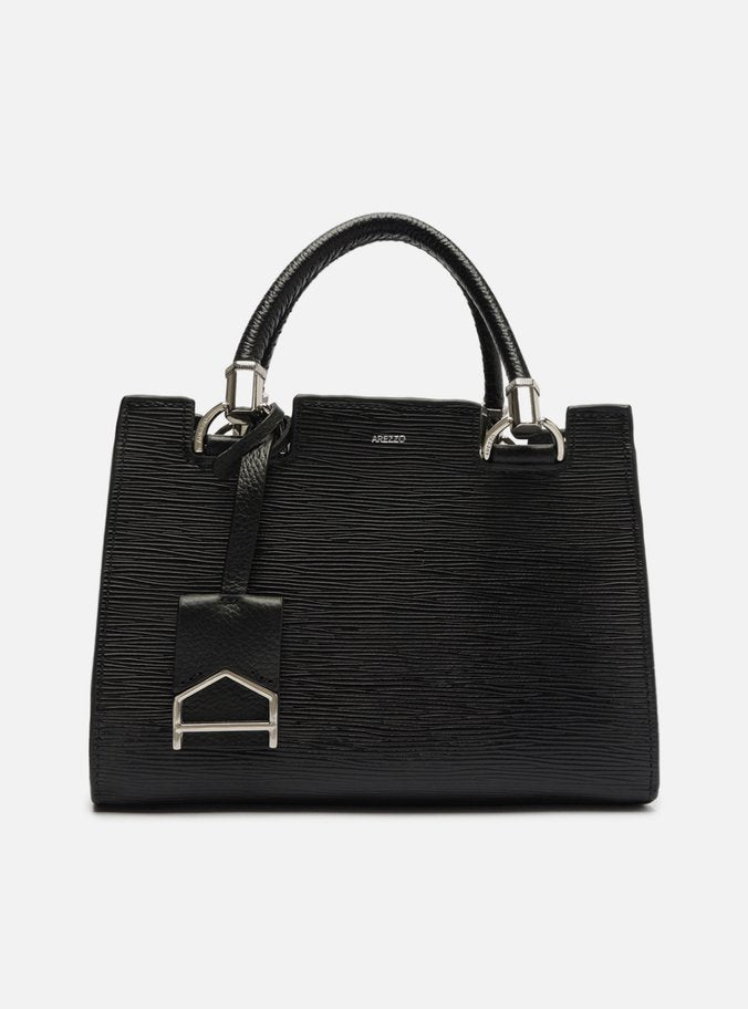 Bolsa Tote Preta Couro Abraccio Wave Média