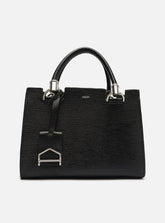 Bolsa Tote Preta Couro Abraccio Wave Média