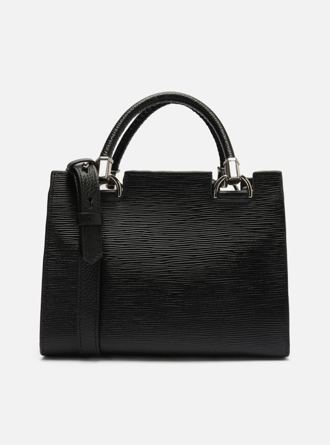 Bolsa Tote Preta Couro Abraccio Wave Média