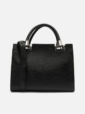 Bolsa Tote Preta Couro Abraccio Wave Média