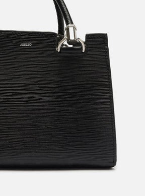 Bolsa Tote Preta Couro Abraccio Wave Média