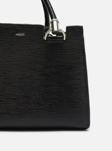 Bolsa Tote Preta Couro Abraccio Wave Média