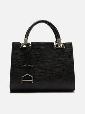 Bolsa Tote Preta Couro Abbraccio Média