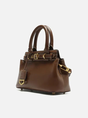 Bolsa Tote Marrom Couro Pequena Bag Charm Victória