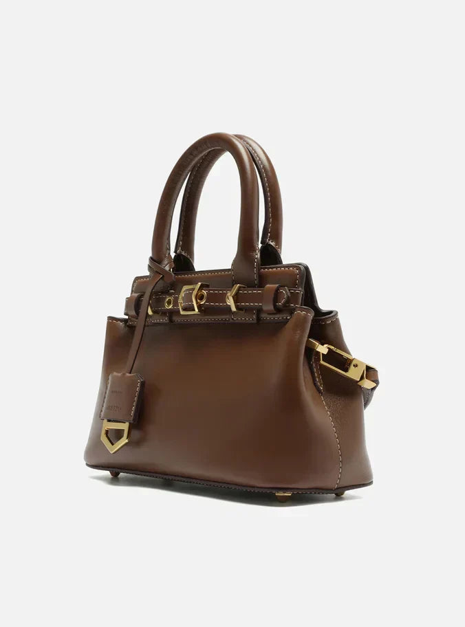 Bolsa Tote Marrom Couro Pequena Bag Charm Victória