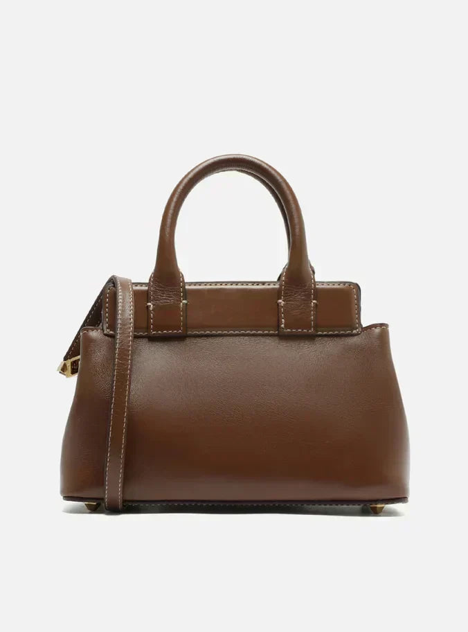 Bolsa Tote Marrom Couro Pequena Bag Charm Victória
