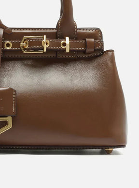 Bolsa Tote Marrom Couro Pequena Bag Charm Victória