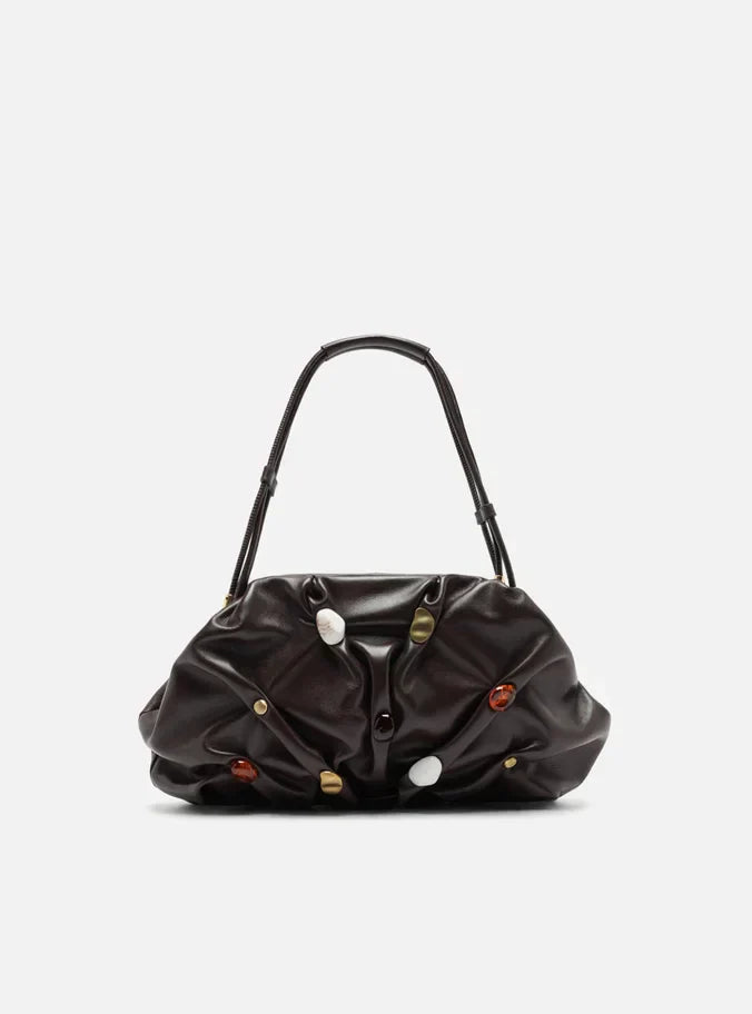 Bolsa Tiracolo Marrom Couro Média Aplicações