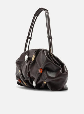 Bolsa Tiracolo Marrom Couro Média Aplicações