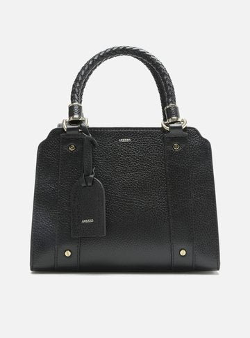 Bolsa Tote Preta Couro Abbraccio Média