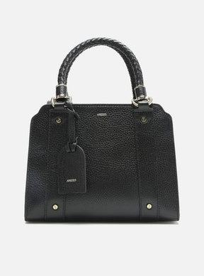 Bolsa Tote Preta Couro Abraccio Wave Média