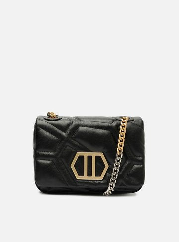 Bolsa Tiracolo Preta Couro Mizz Média