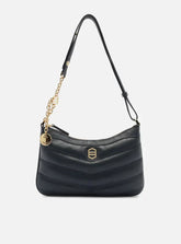 Bolsa Tiracolo Azul Couro Média Costuras