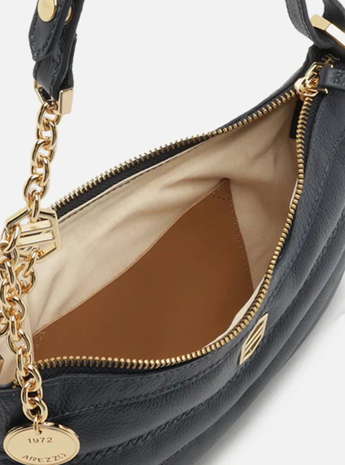 Bolsa Tiracolo Azul Couro Média Costuras