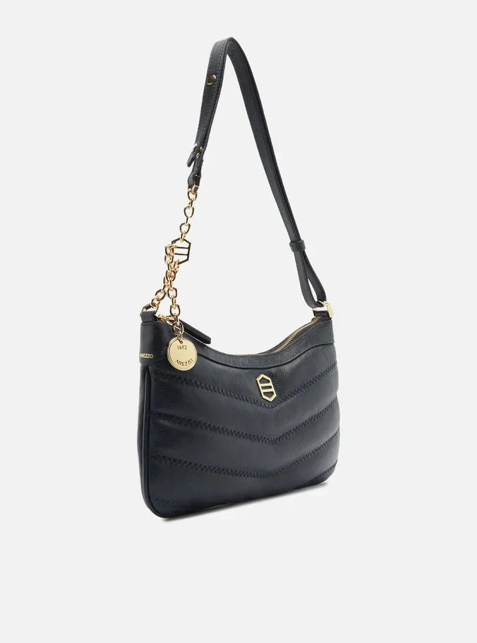 Bolsa Tiracolo Azul Couro Média Costuras