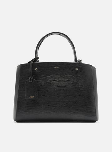 Bolsa Tote Preta Couro Abbraccio Média