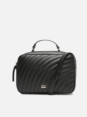 Bolsa Tiracolo Preta Couro Mizz Média