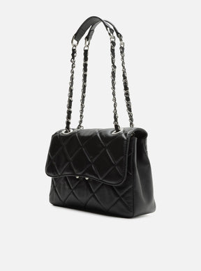 Bolsa Tiracolo Preta Couro Mizz Média