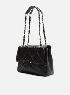 Bolsa Tiracolo Preta Couro Mizz Média